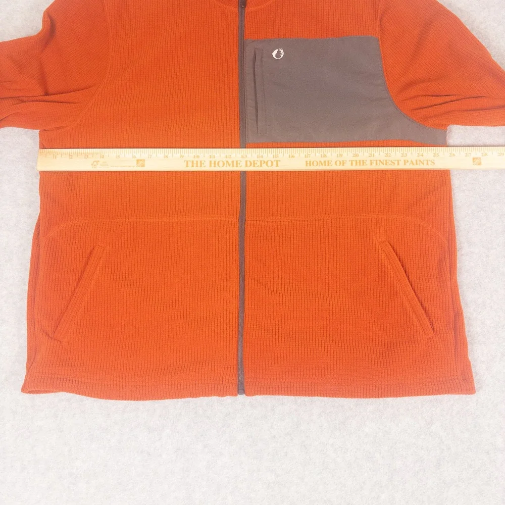 The American Outdoorsman Mens 2XL Orange Waffle Knit Full Zip Fleece Jacket